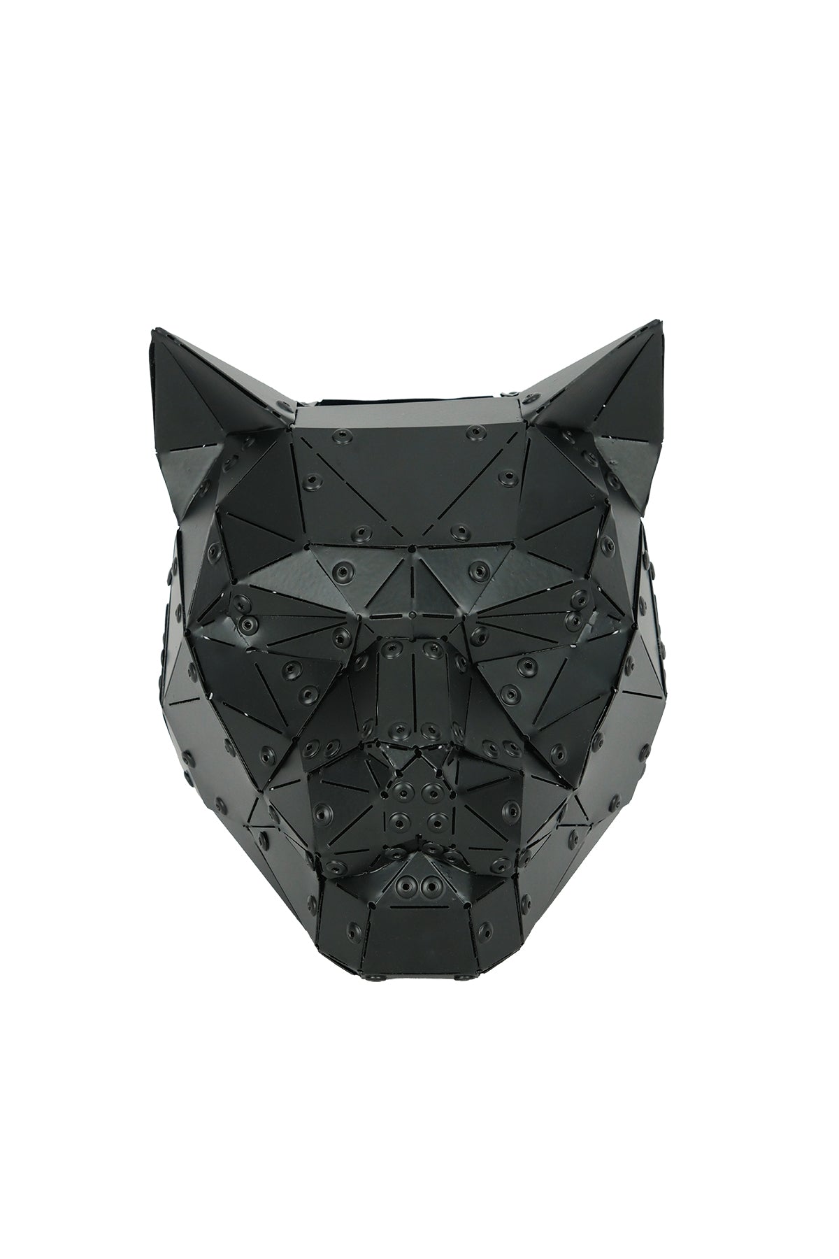 Mat Siyah Kedi Kafası – El Yapımı Metal Kalemlik ve Masaüstü Heykeli
